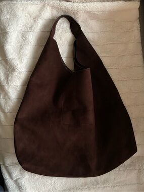 GAP vegan suede chocolate brown hobo/slouchy/shoulder tote bag